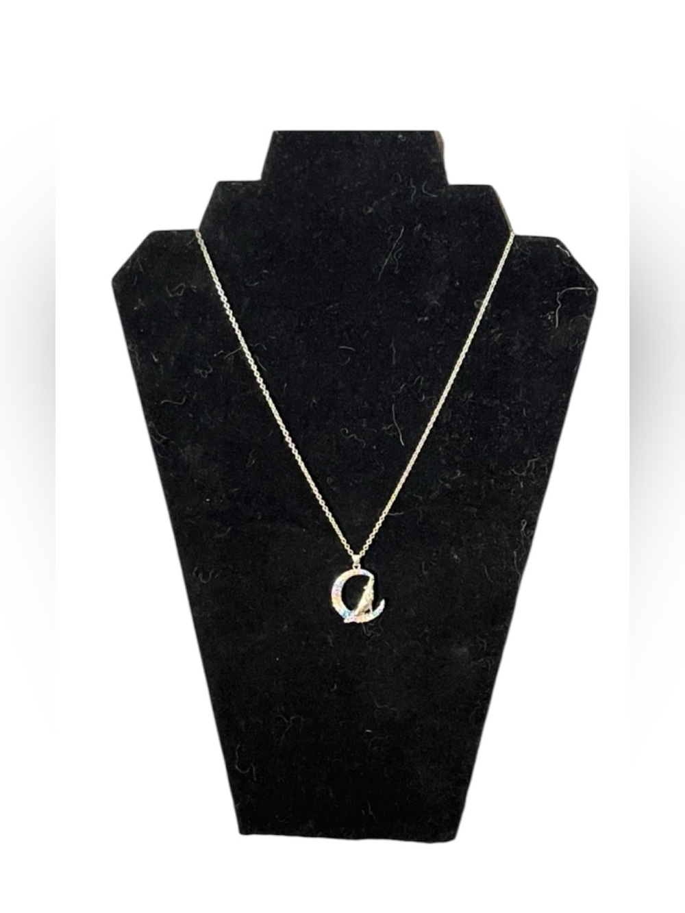 Howling Wolf Crescent Moon Pendant Necklace Silver Tone Multi Color Stone Charm